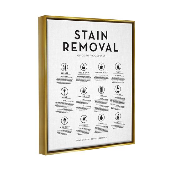 Stupell Industries Laundry Stain Removal Guide Helpful Symbols Chart Framed Floater Canvas Wall Art